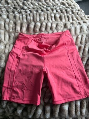 Athleta Coral-Pink High-Rise Bike Shorts